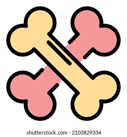 Crossed dog bones icon. Outline crossed dog bones vector icon color flat isolated