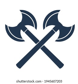 Crossed double axe silhouette icon. Clipart image isolated on white background