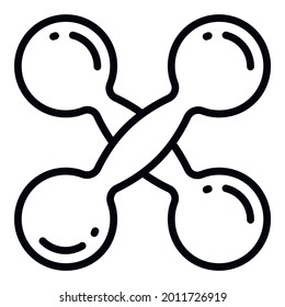 Crossed dumbbell icon. Outline crossed dumbbell vector icon for web design isolated on white background