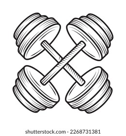 crossed dumbbells colorless gym icon isolated