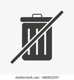 Crossed dustbin icon. Vector illustration. No trash bin. Crossed litter. Symbol of garbage, rubbish, dump.