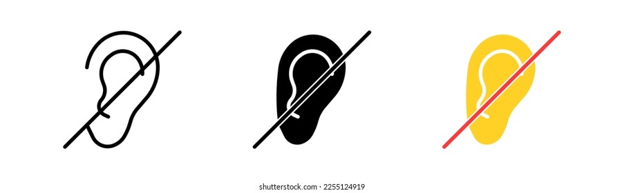 Crossed ear set icon. Silent mode, in an airplane, call, dialogue, contact us, quiet, vibration, communication, connection. Vector icon in line, black and colorful style on white background