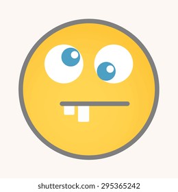 Crossed Eyes - Cartoon Smiley Vector Face