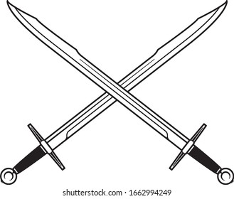 Espadas de Falchion cruzadas en vector