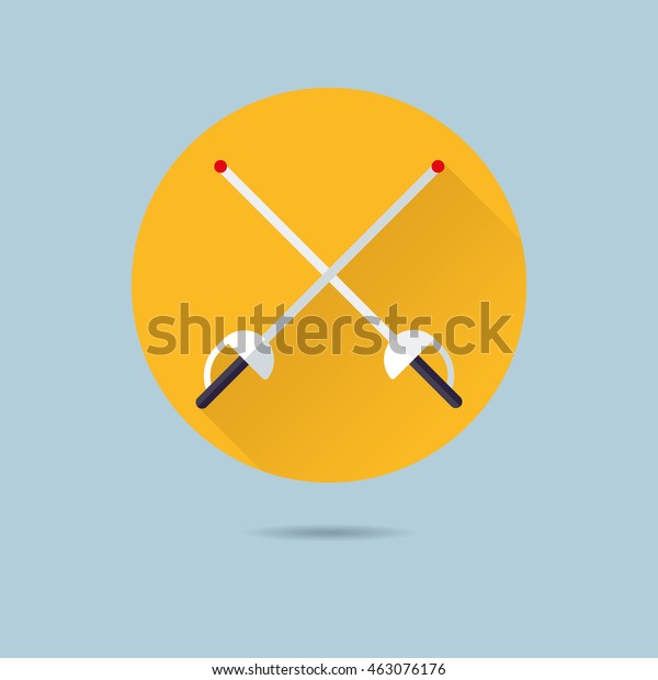 Crossed Fencing Foils Flat Design Long Stock Vector (Royalty Free