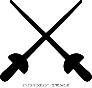 Crossed fencing weapons