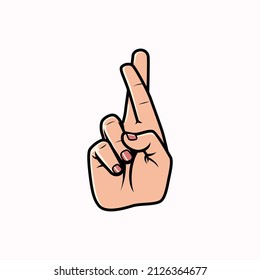 Crossed Finger Hand Sign Isolated on a white background. Icon Vector Illustration.