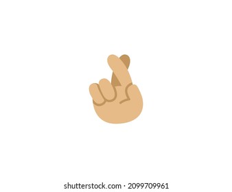Crossed Fingers Emoji Gesture Medium Light Skin Tone. Medium Light Skin Tone Crossed Fingers emoticon gesture