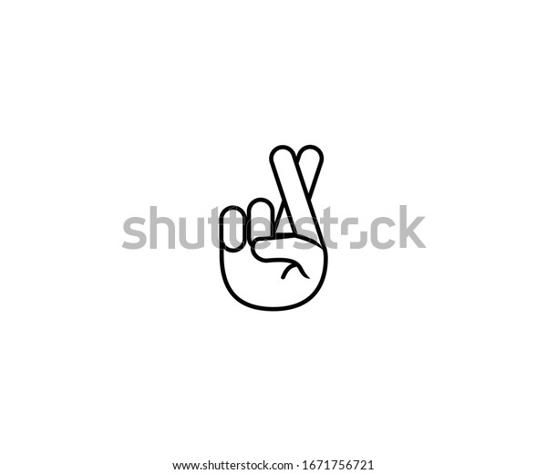 十字の指の絵文字のベクター画像アイコンイラスト 交差した指の絵文字 のベクター画像素材 ロイヤリティフリー
