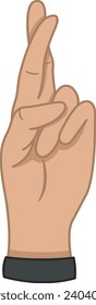 Crossed Fingers. Gesture for Good Luck, Lie, Superstition. Vector illustration