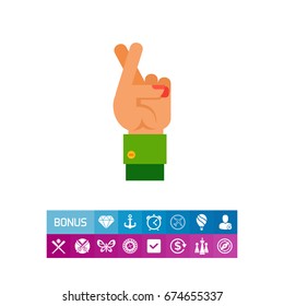 Crossed Fingers as Good Luck Concept Icon