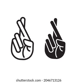 icono del vector de gesto de la mano de los dedos cruzados 