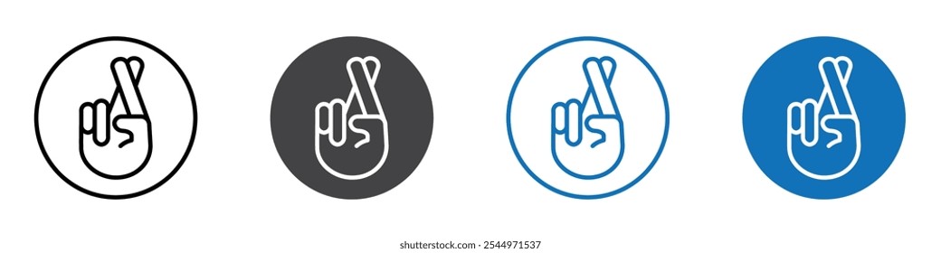 Crossed fingers icon Logo sign in thin line outline