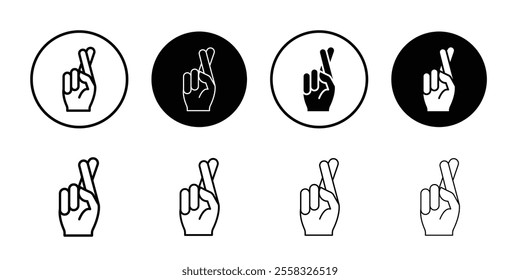 Crossed fingers icon logo sign set vector outline
