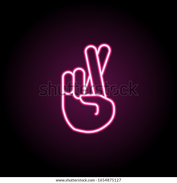 Crossed\
fingers neon icon. Simple thin line, outline vector of emoji icons\
for ui and ux, website or mobile\
application