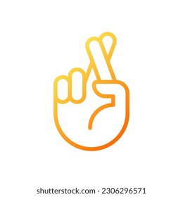 Crossed fingers pixel perfect gradient linear vector icon  Wishing   hope  Hand gesture  Superstitions  Thin line color symbol  Modern style pictogram  Vector isolated outline drawing