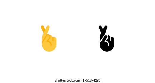 Crossed Fingers vector flat icon. Isolated crossing fingers emoji illustration 