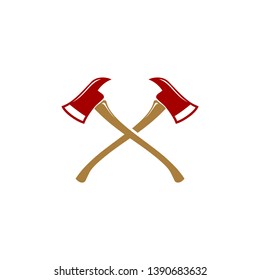 Crossed Firefighter Axes Fireman Hatchet Symbol Logo Design