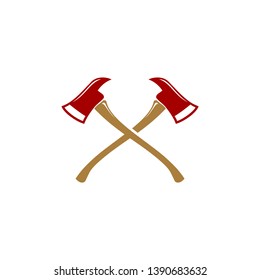 Crossed Firefighter Fireman Hatchet Pulaski Axes symbol logo design	