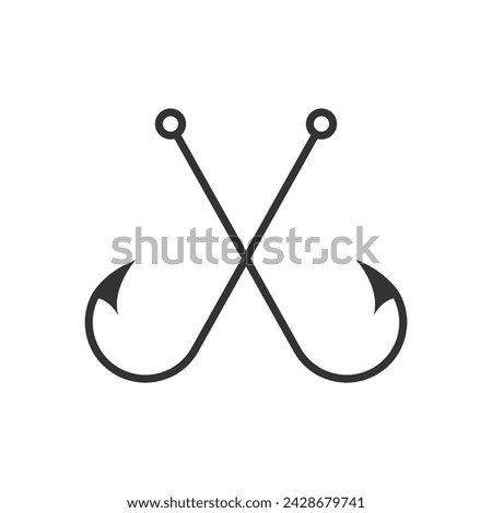Crossed fish hooks graphic icon. Fishing hooks sign isolated on white background. Vector illustration