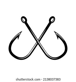 Libros de pesca cruzados. Elemento de diseño para logotipo, etiqueta, signo, insignia. Ilustración del vector