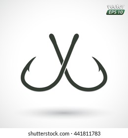 Crossed Fishing Hooks Symbol Vector Illustration Stock Vector (Royalty ...