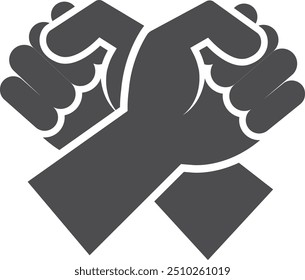 Crossed fists black icon. Resistance symbol. Fight sign