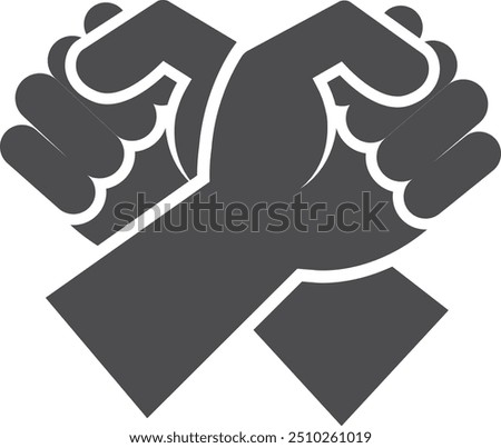 Crossed fists black icon. Resistance symbol. Fight sign