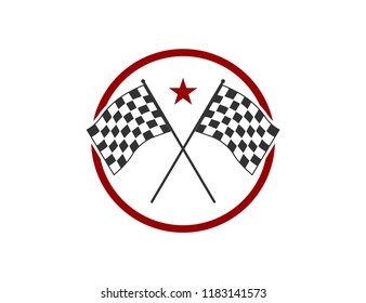 crossed flag speed racing themed illustration vector design template