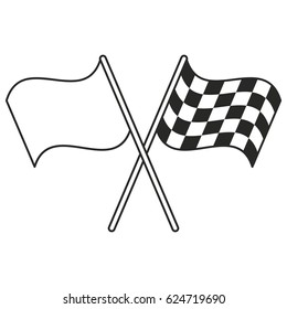crossed flag start racing thin line