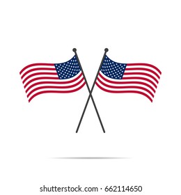 Crossed flag of USA. Vector illustration