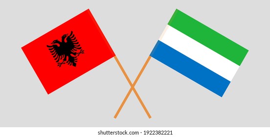 Crossed flags of Albania and Sierra Leone