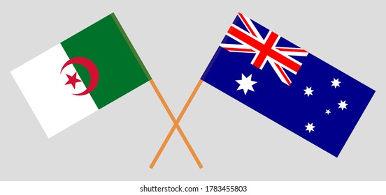 Crossed flags of Algeria and Australia