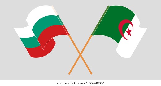 Crossed flags of Algeria and Bulgaria