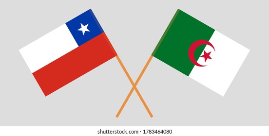 Crossed flags of Algeria and Chile