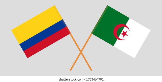 Crossed flags of Algeria and Colombia