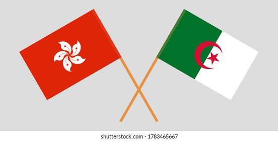 Crossed flags of Algeria and Hong Kong