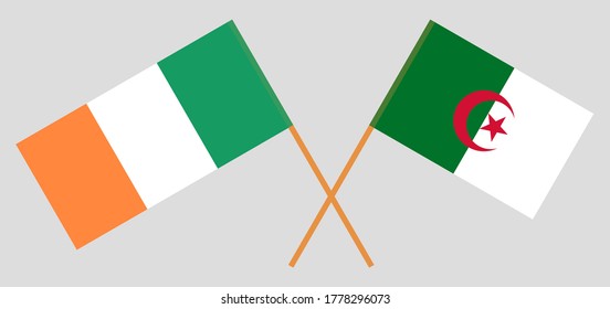 Crossed flags of Algeria and Ireland