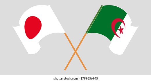 Crossed flags of Algeria and Japan