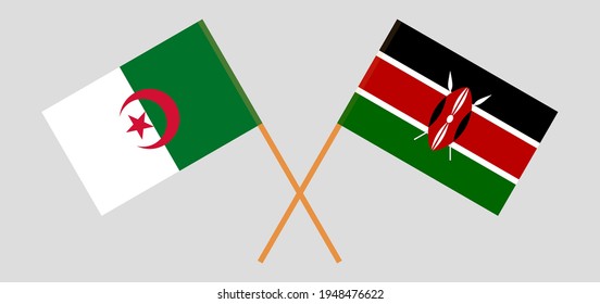Crossed flags of Algeria and Kenya. Official colors. Correct proportion