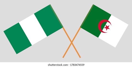 Crossed flags of Algeria and Nigeria