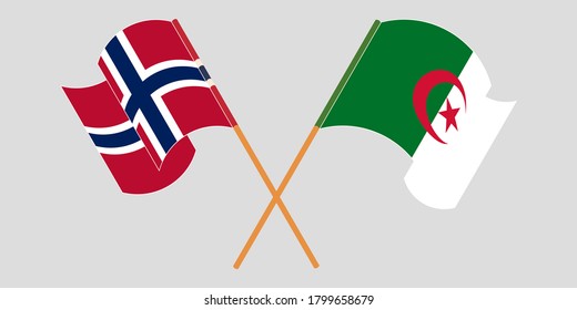 Crossed flags of Algeria and Norway