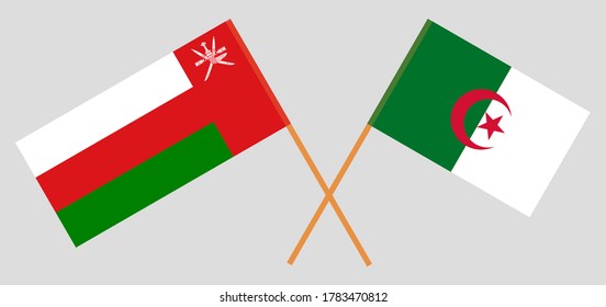 Crossed flags of Algeria and Oman