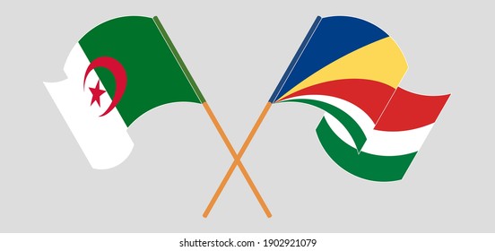 Gekreuzte Flaggen Algeriens und der Seychellen