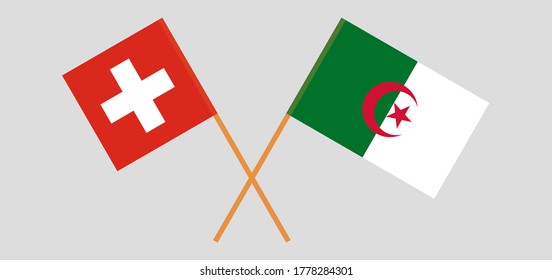 Crossed flags of Algeria and Switzerland