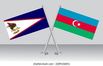 Crossed flags of American Samoa and Azerbaijan. Official colors. Correct proportion. Banner design