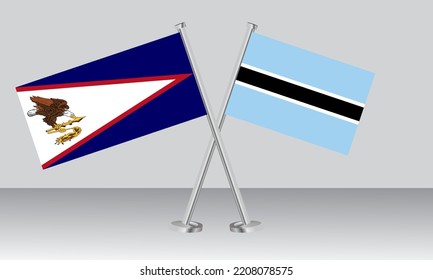 Crossed flags of American Samoa and Botswana. Official colors. Correct proportion. Banner design
