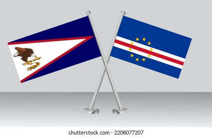 Crossed flags of American Samoa and CAPE VERDE. Official colors. Correct proportion. Banner design