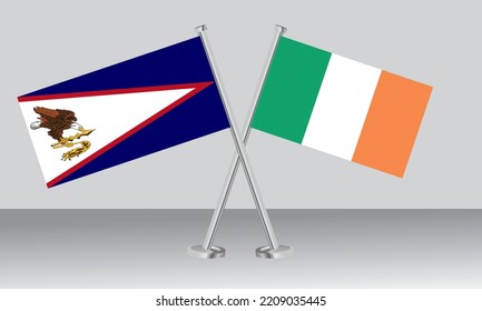 Crossed flags of American Samoa and Ireland. Official colors. Correct proportion. Banner design