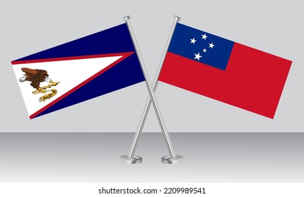 Crossed flags of American Samoa and Samoa. Official colors. Correct proportion. Banner design